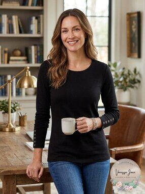 JM Collection Women's Studded-Cuff Sweater